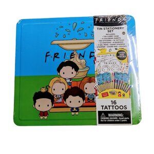 Friends TV Show Tin Stationery Set Over 200 Pieces Stickers Tattoos Crayons Y2K